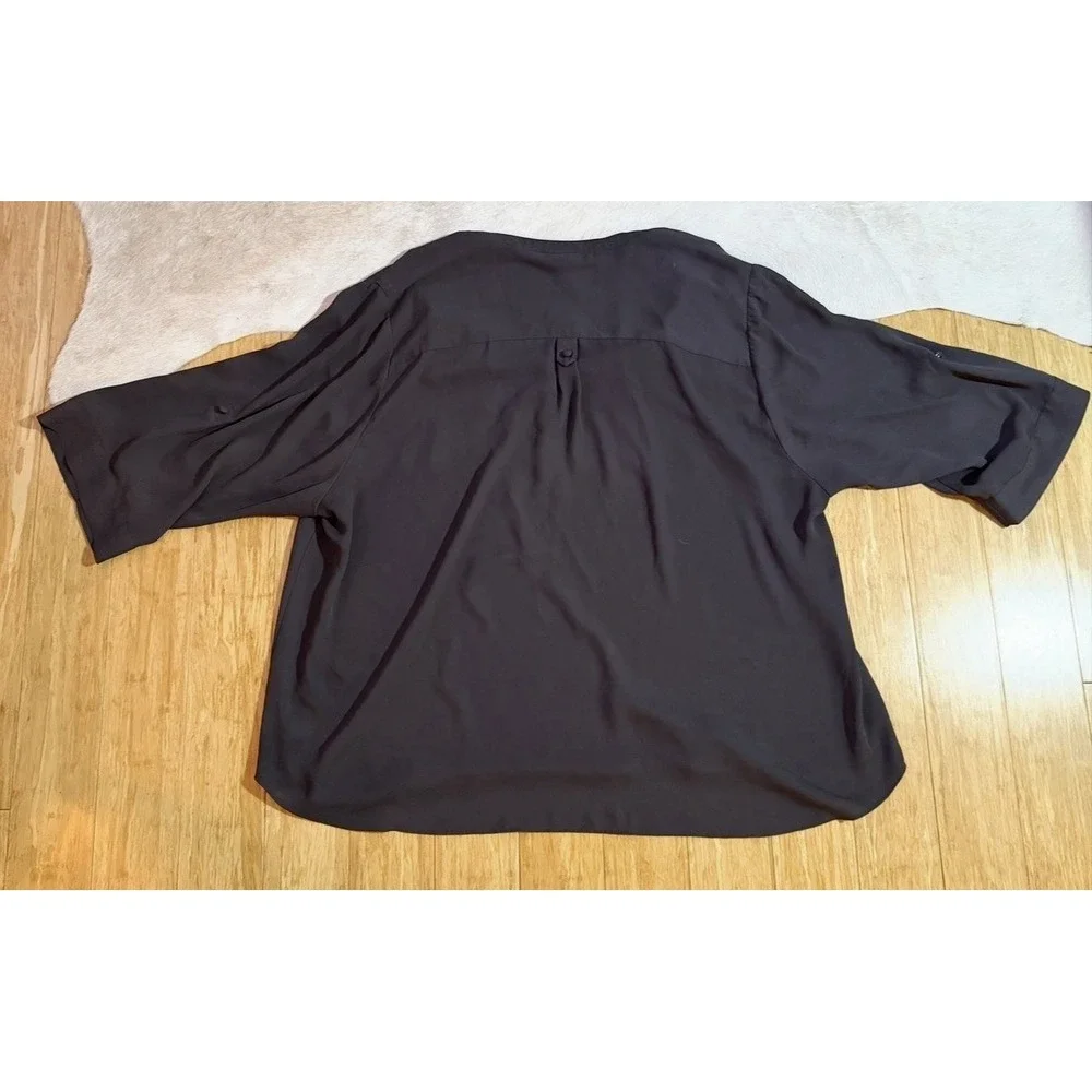 Torrid Size 4 Harper Georgette Pullover 3/4 Sleeve‎ Blouse, Black Womens Pockets - Picture 5 of 5